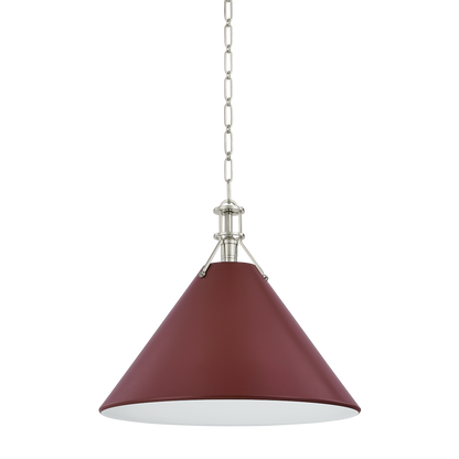 Hudson Valley Painted No. 2 Pendant Polished Nickel / Soft Crimson