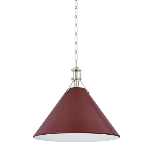 Hudson Valley Painted No. 2 Pendant Polished Nickel / Soft Crimson