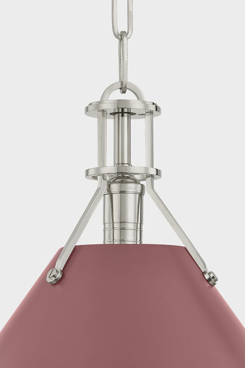 Hudson Valley Painted No. 2 21" Pendant in Polished Nickel / Soft Crimson, room setting 2