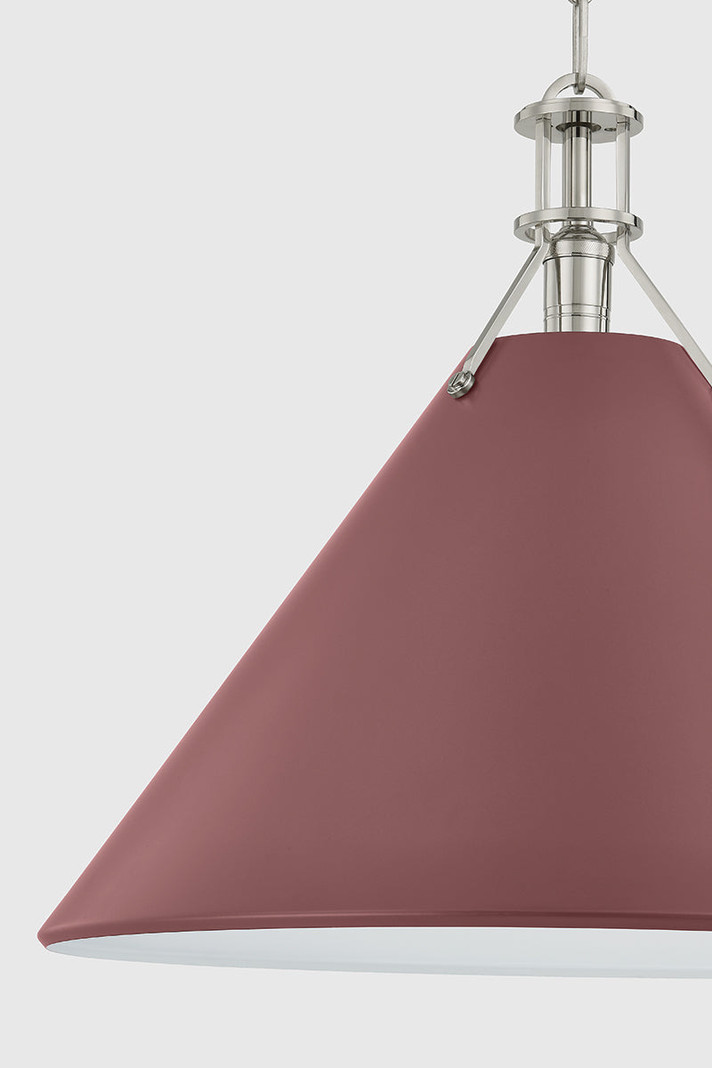 Hudson Valley Painted No. 2 21" Pendant in Polished Nickel / Soft Crimson, room setting 3
