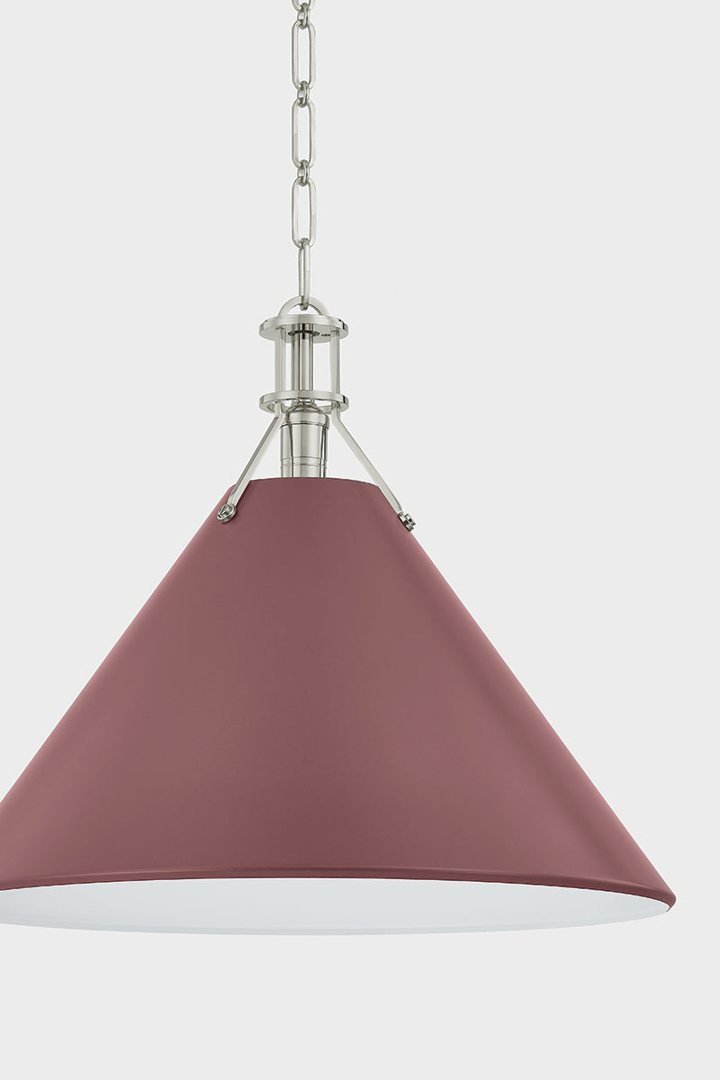 Hudson Valley Painted No. 2 21" Pendant in Polished Nickel / Soft Crimson, room setting 4