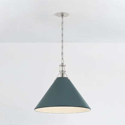 Hudson Valley Painted No. 2 21" Pendant in Polished Nickel / Soft Studio Green, alternate view 2