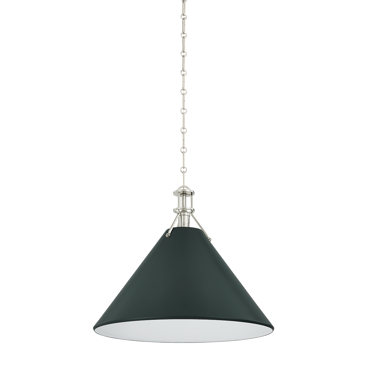 Hudson Valley Painted No. 2 Pendant Polished Nickel / Soft Studio Green
