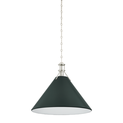 Hudson Valley Painted No. 2 Pendant Polished Nickel / Soft Studio Green