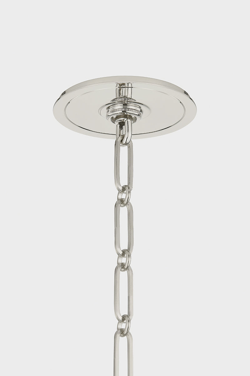Hudson Valley Painted No. 2 21" Pendant in Polished Nickel / Soft Studio Green, room setting 1