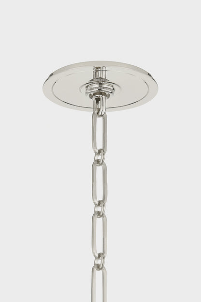 Hudson Valley Painted No. 2 21" Pendant in Polished Nickel / Soft Studio Green, room setting 1