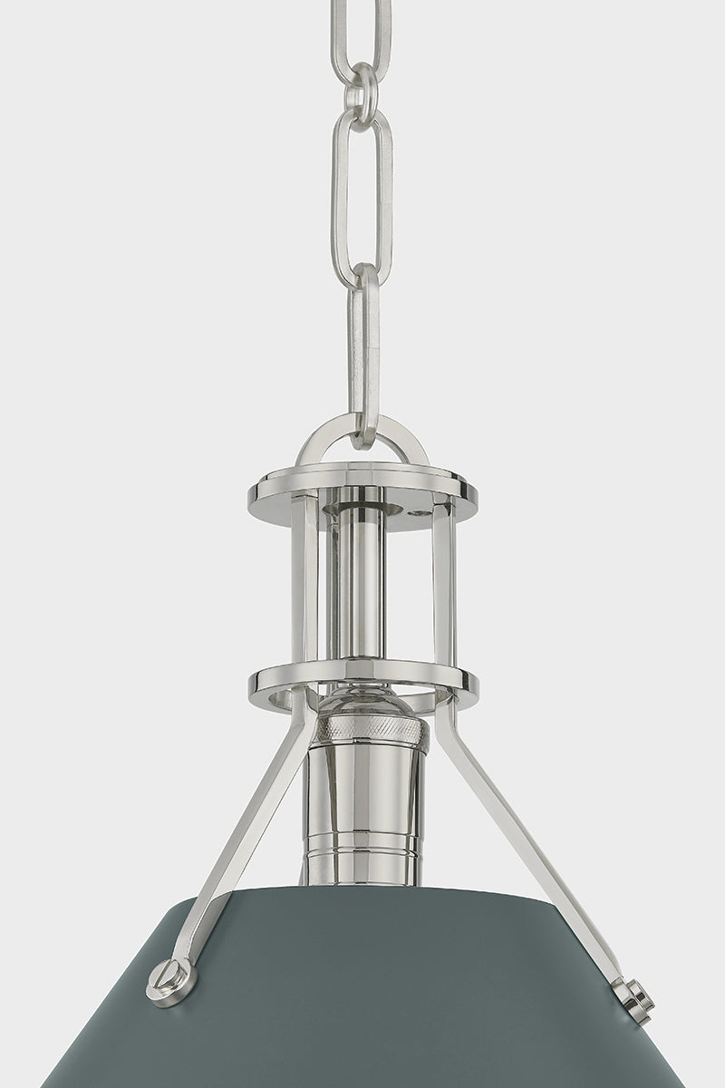 Hudson Valley Painted No. 2 21" Pendant in Polished Nickel / Soft Studio Green, room setting 2