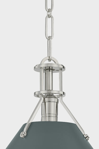 Hudson Valley Painted No. 2 21" Pendant in Polished Nickel / Soft Studio Green, room setting 2