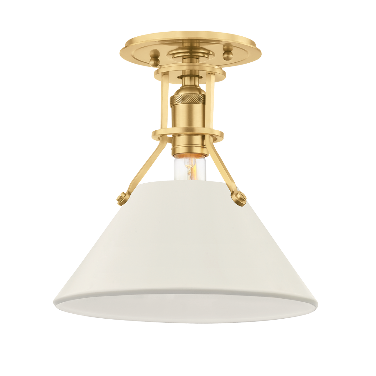 Hudson Valley Painted No.2 Semi-Flush Mount Aged Brass/Off White