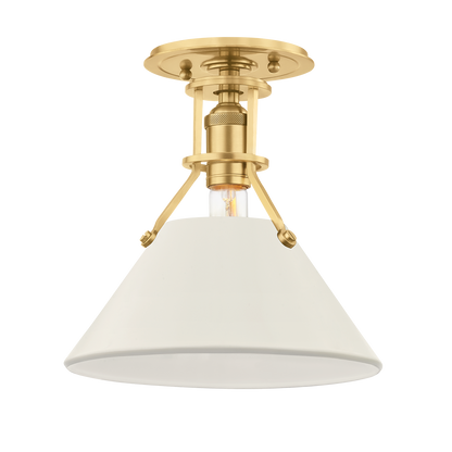 Hudson Valley Painted No.2 Semi-Flush Mount Aged Brass/Off White