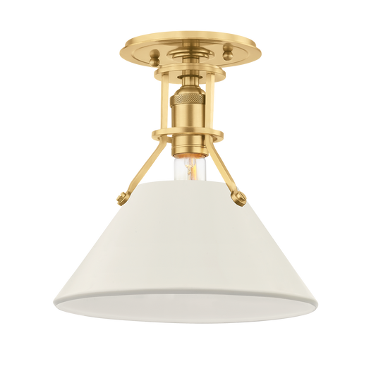 Hudson Valley Painted No.2 Semi-Flush Mount Aged Brass/Off White