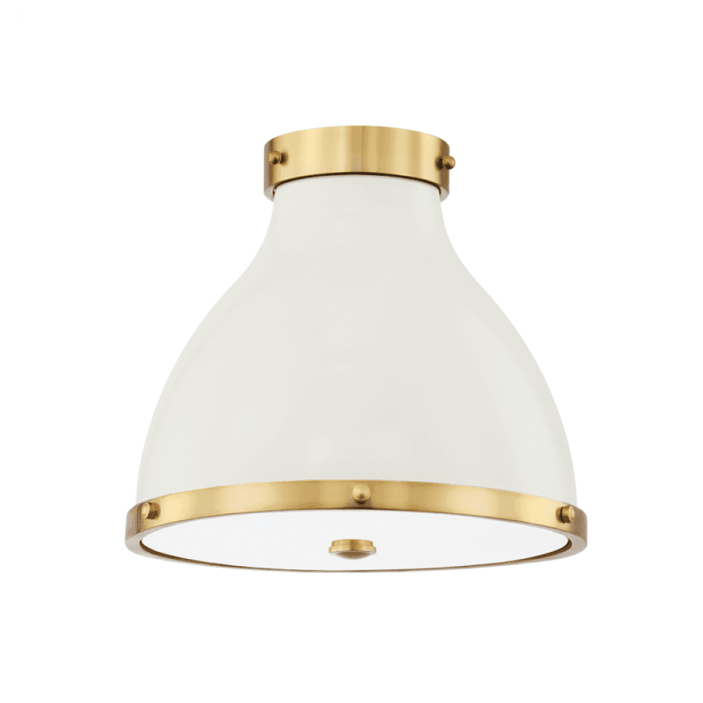 Hudson Valley Painted No. 3 Flush Mount Brass, Off-White