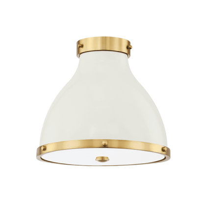 Hudson Valley Painted No. 3 Flush Mount Brass, Off-White