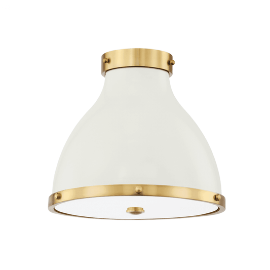 Hudson Valley Painted No. 3 Flush Mount Brass, Off-White