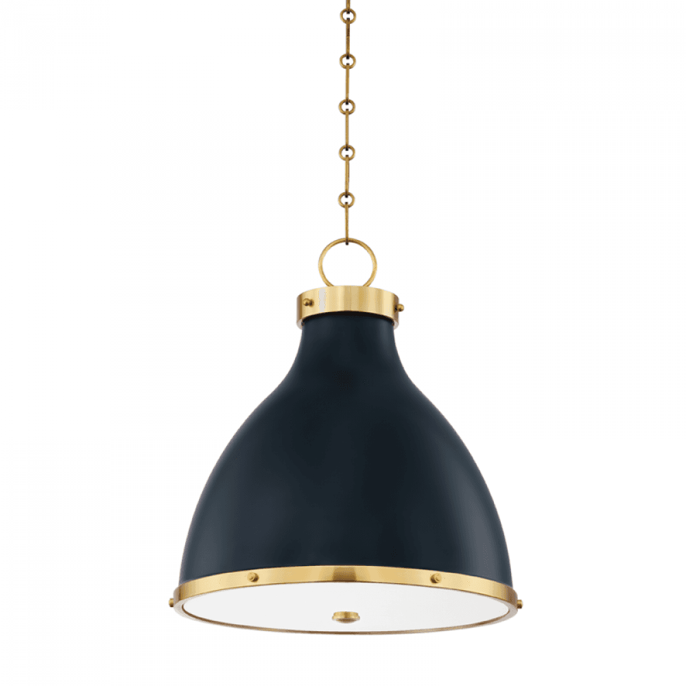 Hudson Valley Painted No. 3 Pendant Brass, Darkest Blue