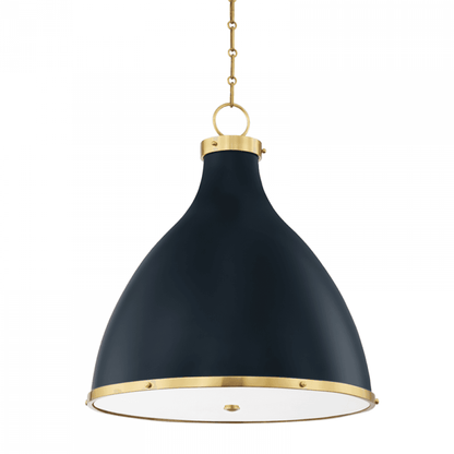 Hudson Valley Painted No. 3 Pendant Brass, Darkest Blue