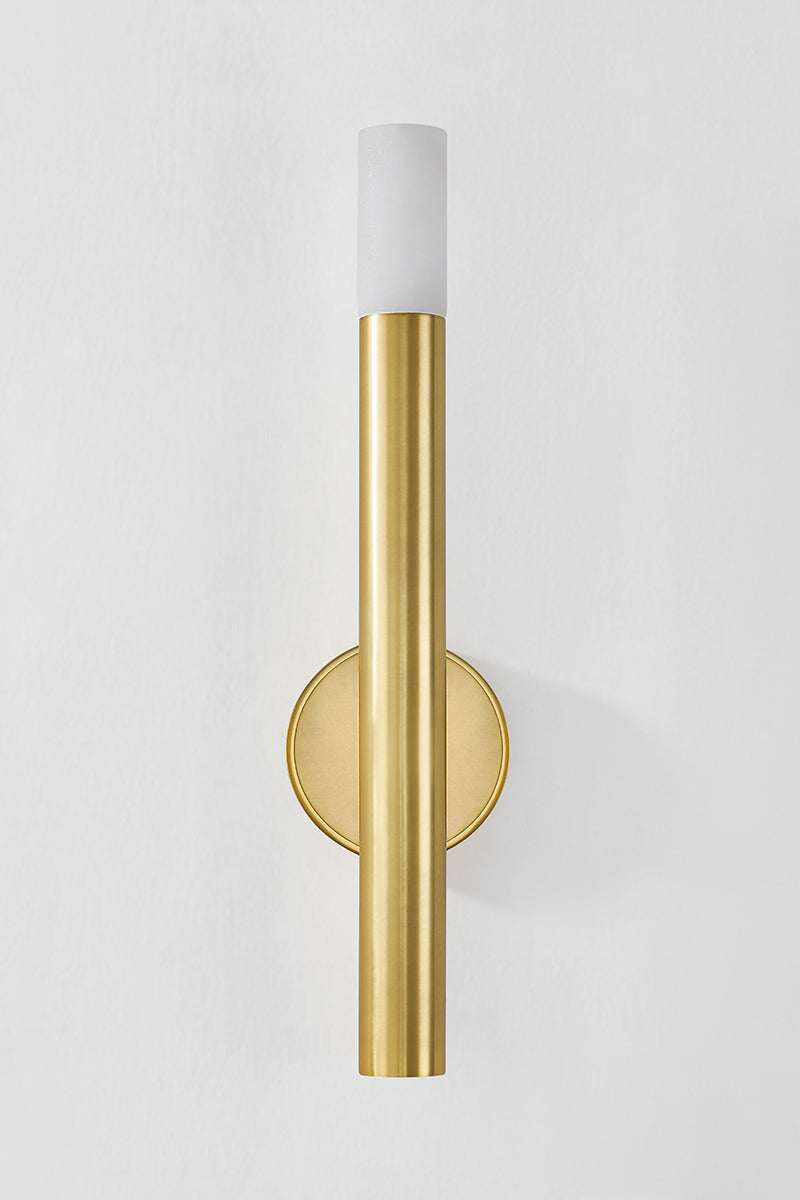 Hudson Valley Pali Wall Sconce in Aged Brass, room setting 1