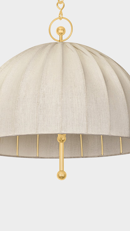 Hudson Valley Palmetto Pendant in Aged Brass, room setting 1
