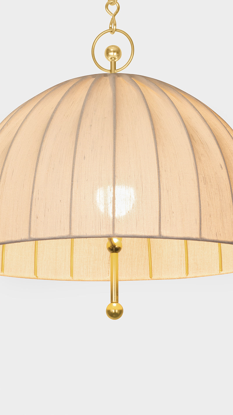 Hudson Valley Palmetto Pendant in Aged Brass, room setting 2