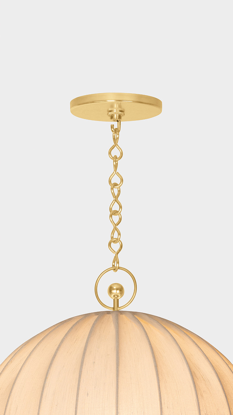 Hudson Valley Palmetto Pendant in Aged Brass, room setting 3