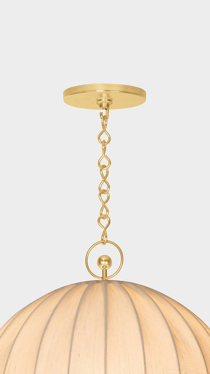 Hudson Valley Palmetto Pendant in Aged Brass, room setting 3