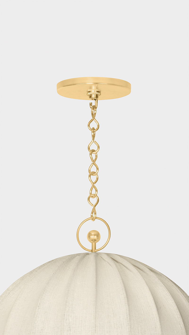 Hudson Valley Palmetto Pendant in Aged Brass, room setting 4