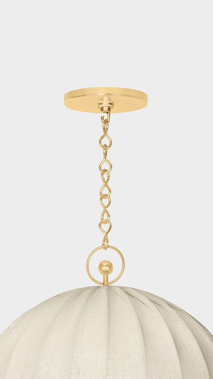 Hudson Valley Palmetto Pendant in Aged Brass, room setting 4