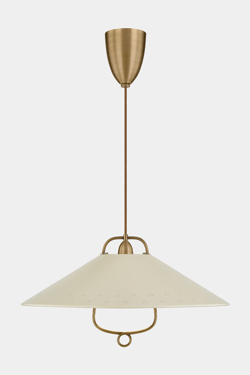Hudson Valley Pawley Pendant in Historic Bronze / Soft Sand, room setting 1