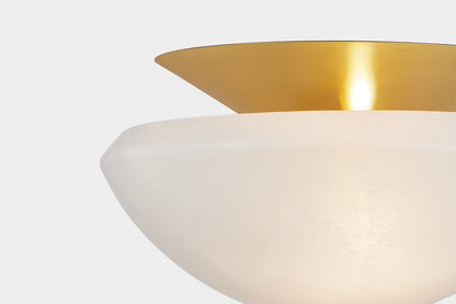 Hudson Valley Pawtucket 2-Light Flush Mount in Aged Brass / Soft White, room setting 2