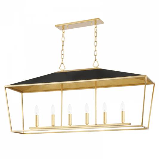 Hudson Valley Paxton Linear Chandelier Gold Leaf, Black
