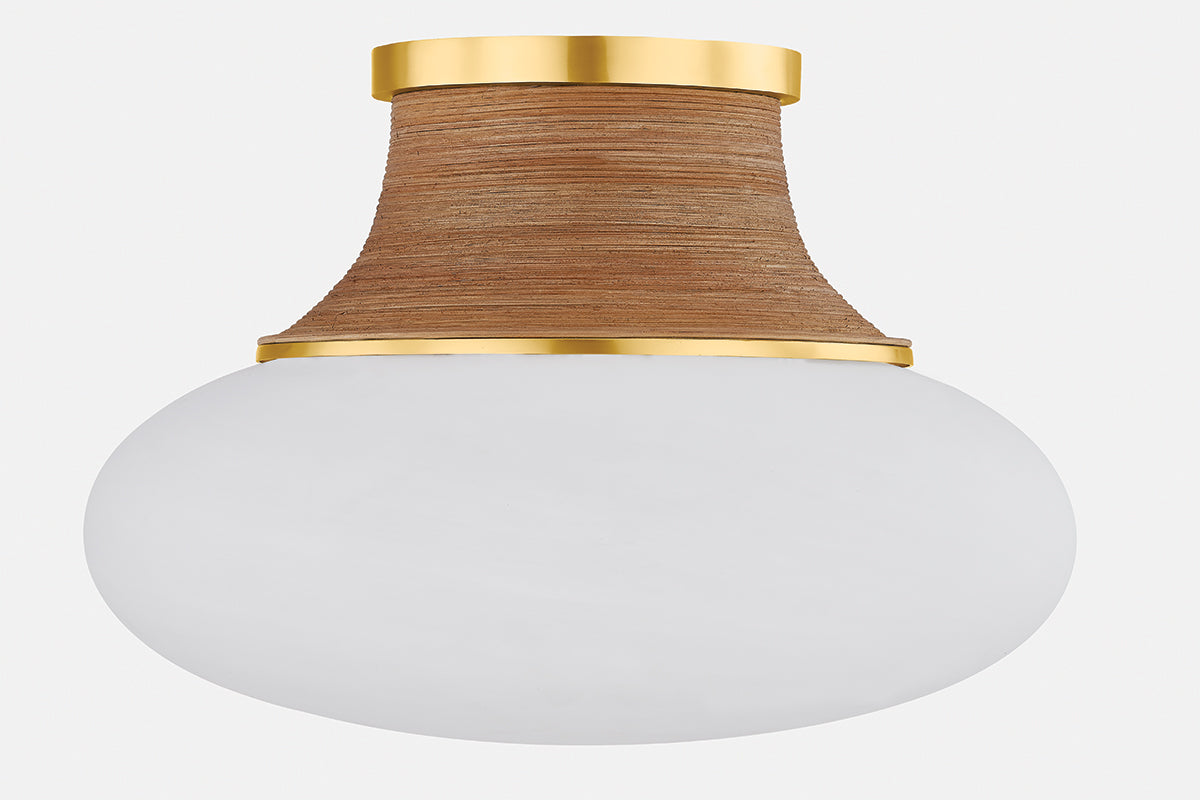 Hudson Valley Pearl River 15" Flush Mount in Aged Brass, room setting 1