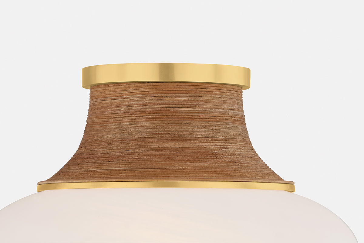 Hudson Valley Pearl River 15" Flush Mount in Aged Brass, room setting 2