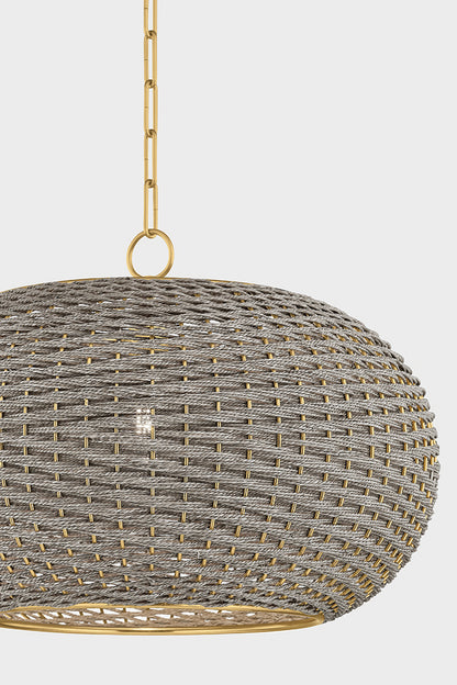 Hudson Valley Penarth Pendant in Aged Brass, room setting 1