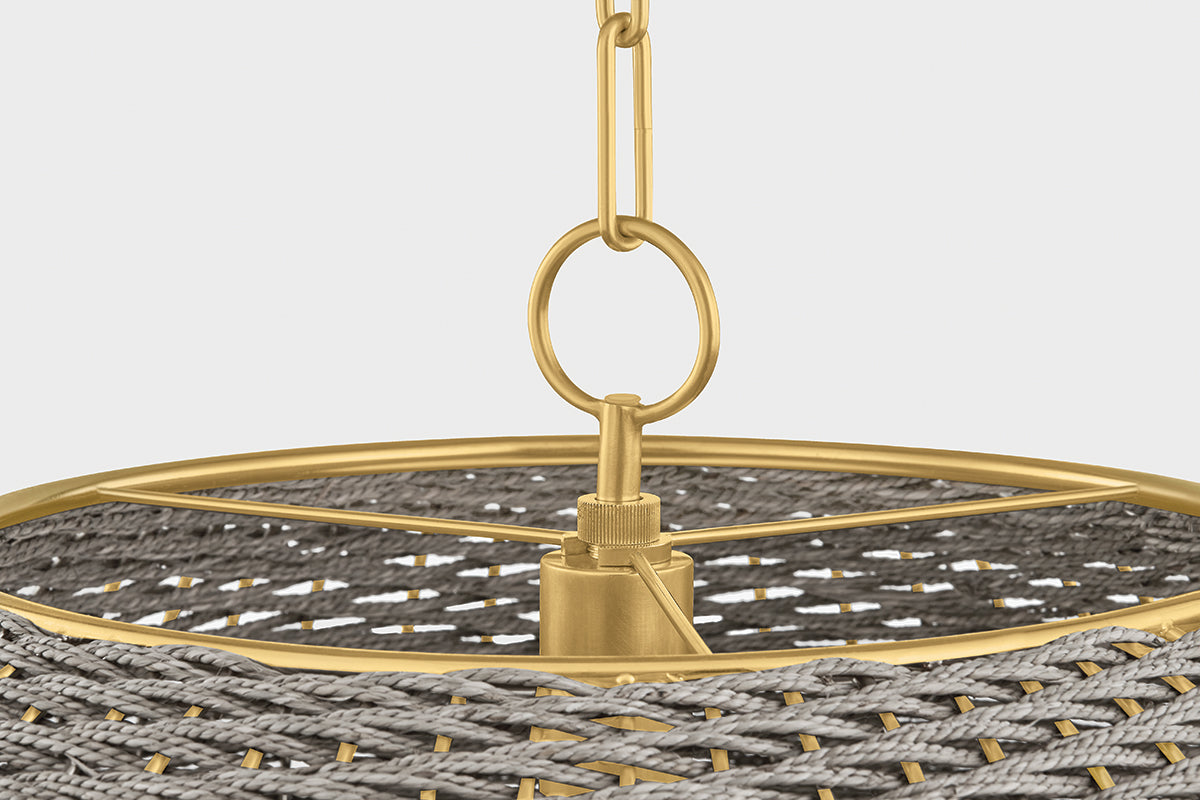 Hudson Valley Penarth Pendant in Aged Brass, room setting 2