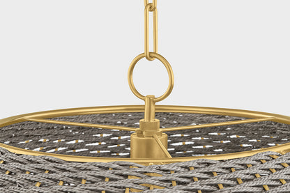 Hudson Valley Penarth Pendant in Aged Brass, room setting 2