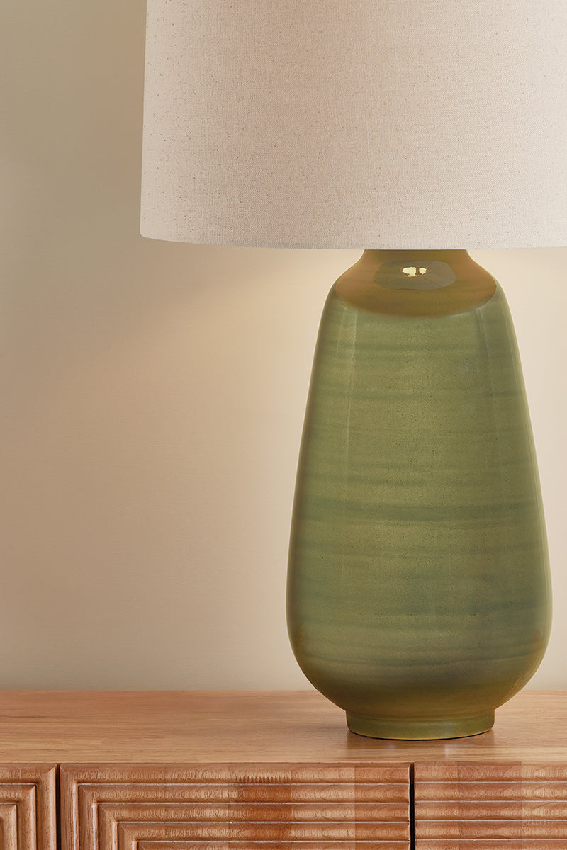Hudson Valley Piermont Table Lamp in Aged Brass, room setting 3