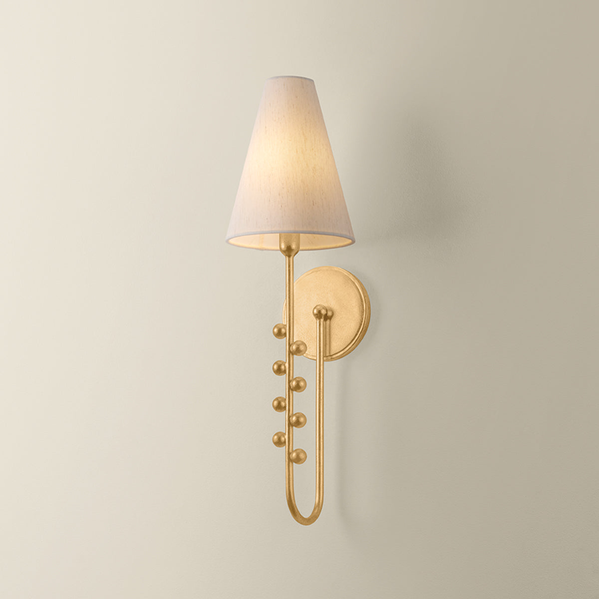 Hudson Valley Pine Hills Wall Sconce in Vintage Gold Leaf, alternate view 1