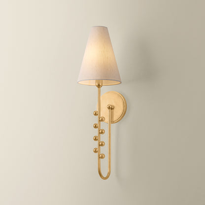 Hudson Valley Pine Hills Wall Sconce in Vintage Gold Leaf, alternate view 1
