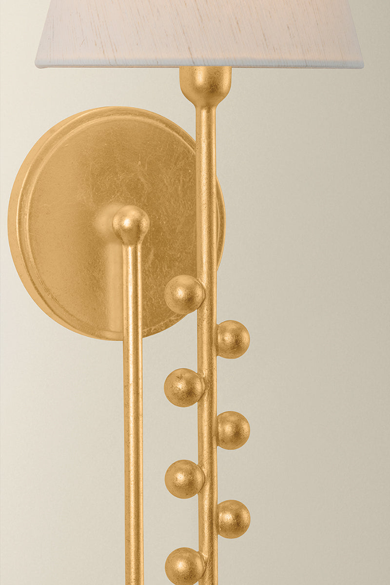 Hudson Valley Pine Hills Wall Sconce in Vintage Gold Leaf, room setting 3