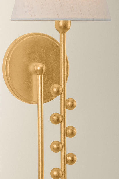 Hudson Valley Pine Hills Wall Sconce in Vintage Gold Leaf, room setting 3