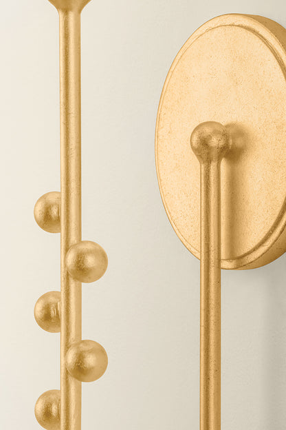 Hudson Valley Pine Hills Wall Sconce in Vintage Gold Leaf, room setting 5