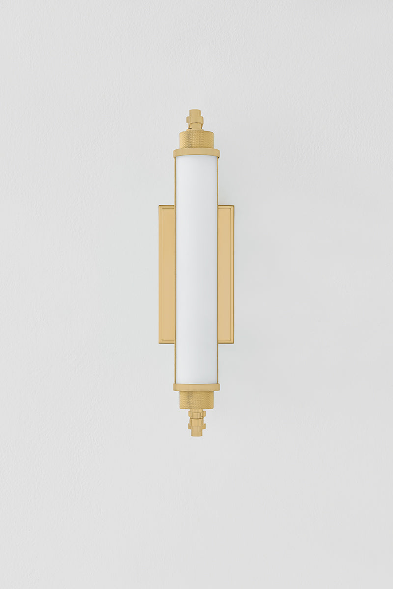 Hudson Valley Plandome 18" Tall Bath & Vanity Light in Aged Brass, room setting 1