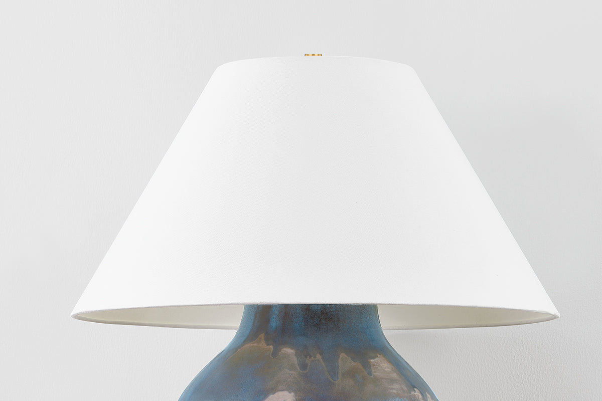 Hudson Valley Pleasantville Table Lamp in Aged Brass, room setting 1