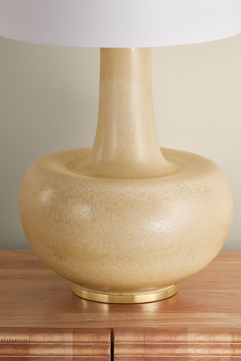 Hudson Valley Plum Point Table Lamp in Aged Brass, room setting 2