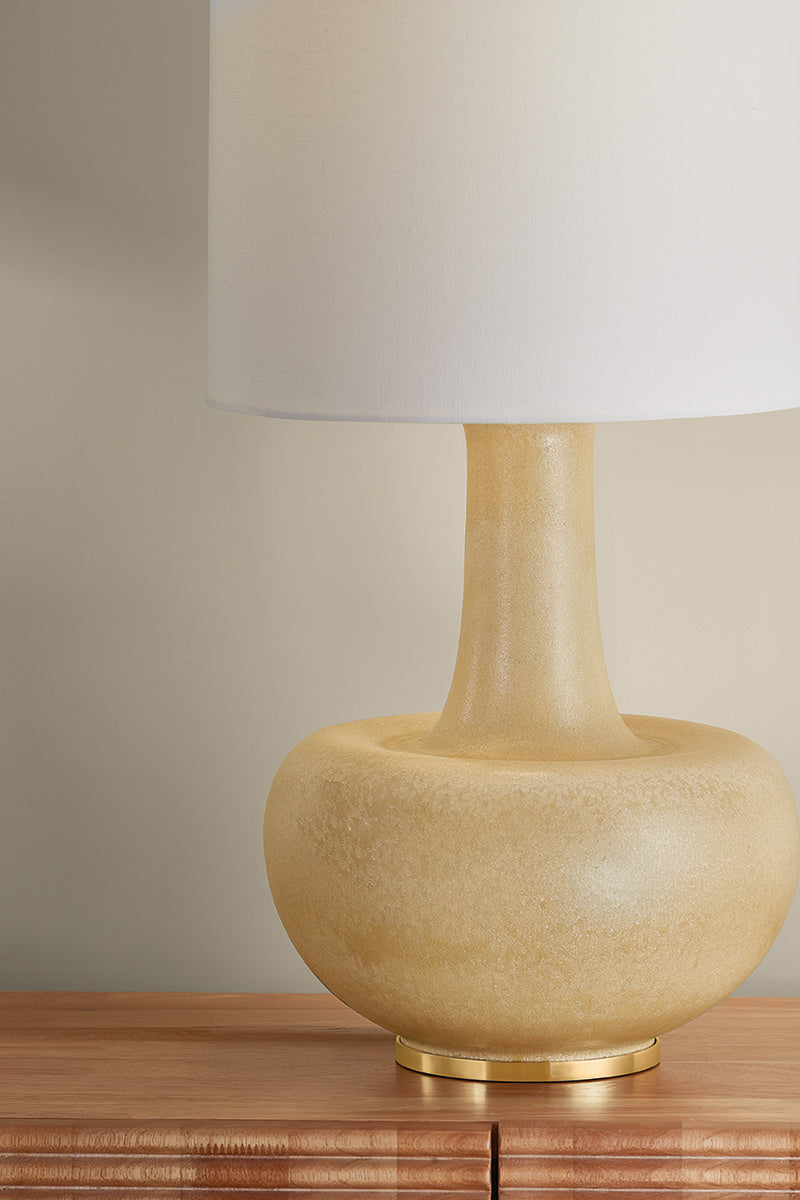 Hudson Valley Plum Point Table Lamp in Aged Brass, room setting 3