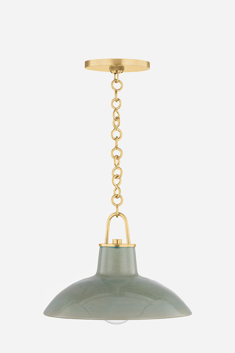 Hudson Valley Pottersville 12.5" Pendant in Aged Brass, room setting 1