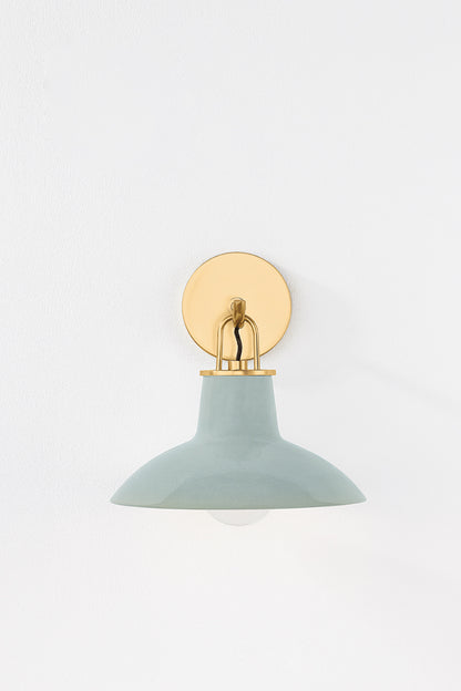 Hudson Valley Pottersville Wall Sconce in Aged Brass, room setting 1