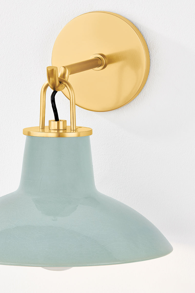 Hudson Valley Pottersville Wall Sconce in Aged Brass, room setting 2