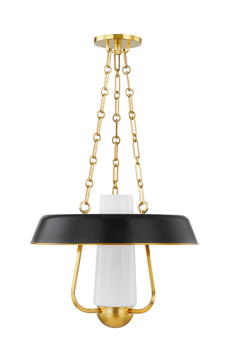 Hudson Valley Provincetown Lantern in Aged Brass / Soft Black, room setting 1
