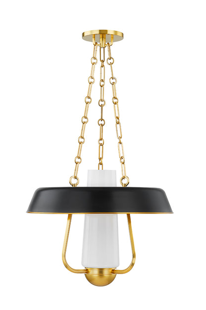 Hudson Valley Provincetown Lantern in Aged Brass / Soft Black, room setting 1
